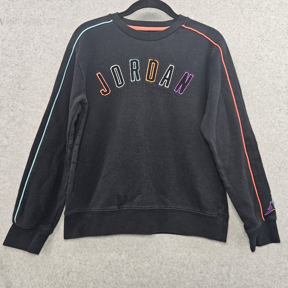 JORDAN Air Future Crewneck Sweatshirt‎ Boys Girls Size L Black and Neon